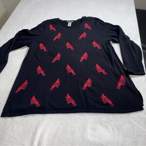 Catherines 1X 18/20W Cardinal Sweater Winter/ Christmas Bling Plus Size